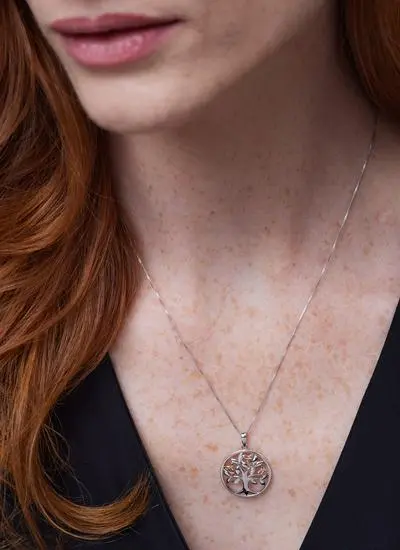 Close up shot of red haired model wearing Sterling Silver 